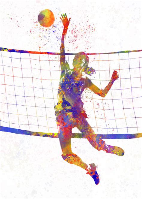 Poster, affiche Watercolor volleyball player | Cadeaux et merch ...