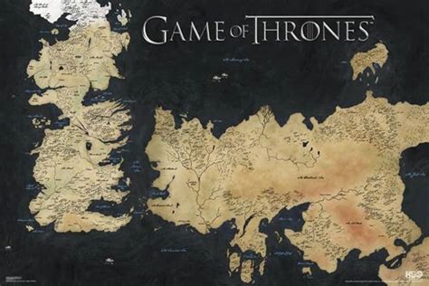 Game Of Thrones Map Of Westeros And Essos TV Show Cool Wall Decor Art ...