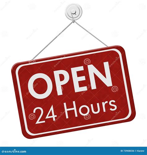 Open 24 Hours Sign stock illustration. Illustration of hours - 73908036