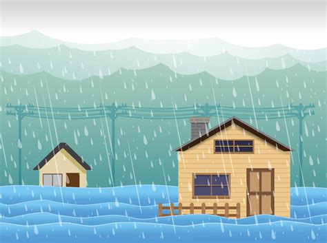 flood , flooding water in city street, vector design 7582390 Vector Art ...