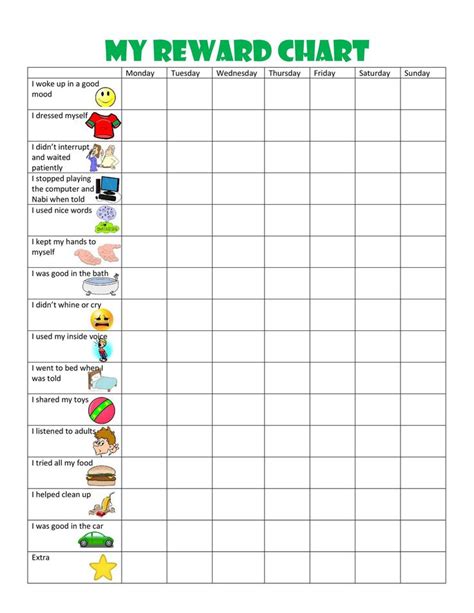 Reward Chart for Kids | Printable Rewards, Behavior Rewards