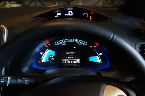 nissan leaf, dashboard, electric car, interior, illuminated, battery ...