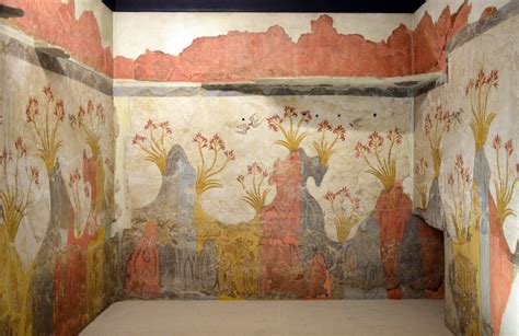 ANCIENT ART — The famous Minoan Spring Fresco, Akrotiri, Thera...