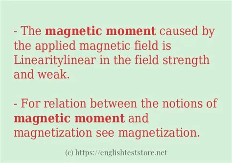 "magnetic moment" - sentence examples - EnglishTestStore Blog