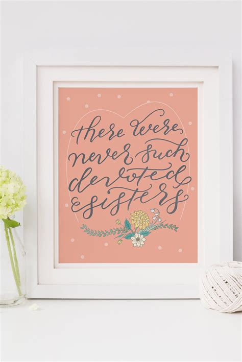 Sisters Wall Art Print- hand lettered quote makes a sweet sister gift ...