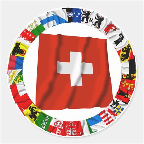 The Flags of the Cantons of Switzerland Classic Round Sticker | Zazzle