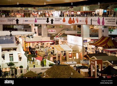 View over exhibitors stands at the ideal home show exhibition hi-res ...