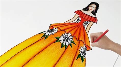 Beautiful dresses drawing | How to draw Women's Floral Dress | Fashion ...