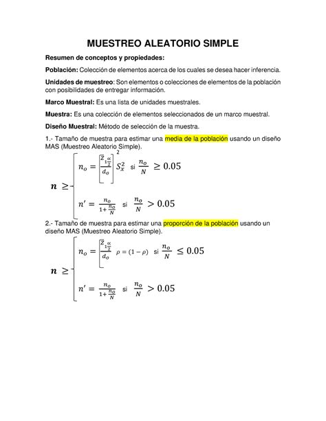 Muestreo Aleatorio Simple ( Resueltos) - MUESTREO ALEATORIO SIMPLE ...