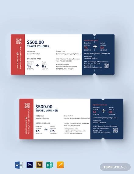 Plane Ticket Voucher Template