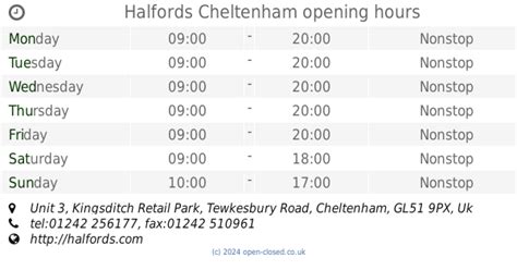 Halfords Cheltenham opening times (2019 update)