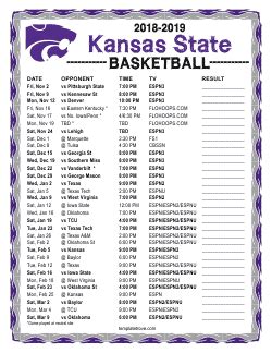 Printable 2018-2019 Kansas-State State Wildcats Basketball Schedule