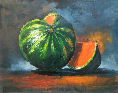 Watermelon Art Still Life Painting Fruit Painting Watermelon Decor ...