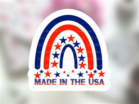 Made in USA Stickers PNG Printable Packing Sticker USA Flag | Etsy