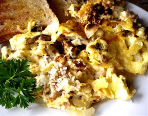 Scrambled Eggs With Mushrooms, Onions And Parmesan Cheese Recipe - Food.com