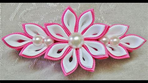 DIY kanzashi flower hairclip, kanzashi flower tutorial, how to ...