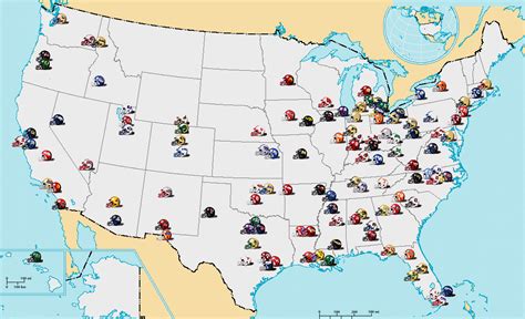 Map of all Division 1-A (FBS) College Football teams, represented by ...