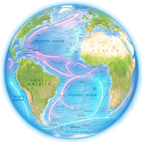 Atlantic Ocean A map showing the surface currents of the Atlantic Ocean ...