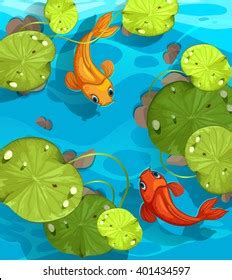 Two Fish Swimming Pond Illustration Stock Vector (Royalty Free ...