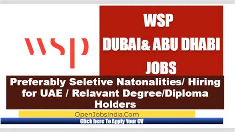 Dubai & Abu Dhabi Jobs - Multiple Vacancies at WSP in UAE