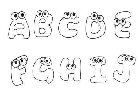 Free Vectors | Alphabet illustration A to J line drawing