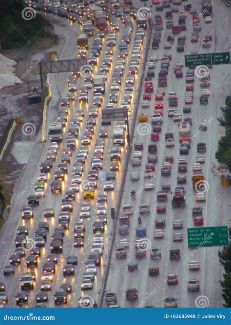 Aerial View of a Traffic Jam in Los Angeles Stock Photo - Image of ...