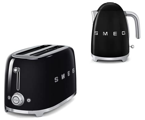 Smeg TSF02BLUK KLF01BLUK 50s Retro Style 4 Slice Toaster & Kettle Set ...