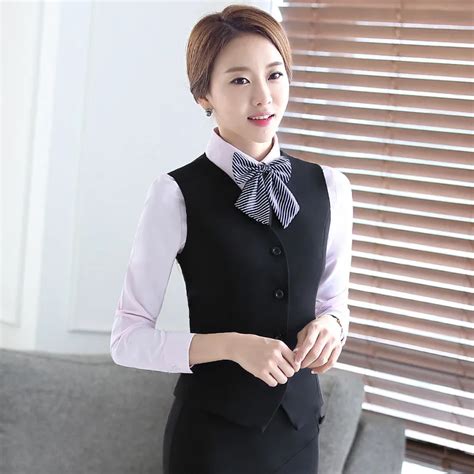 2018 Business wear women's suits vest skirt hotel front desk uniforms ...