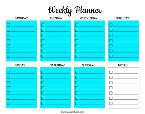 Free Printable Weekly Planner Templates (PDF) – DIY Projects, Patterns ...