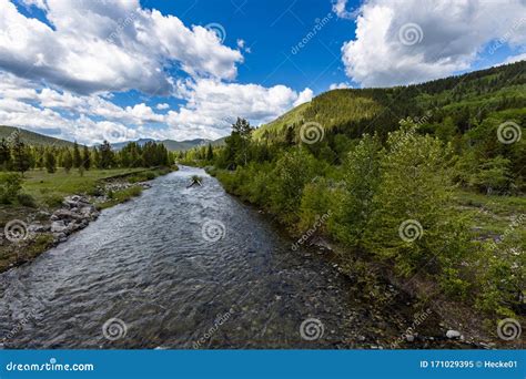 Bow Valley and River in the Rocky Mountains Stock Image - Image of lake ...