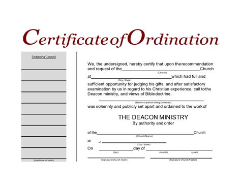 Deacon Ordination Certificate Template