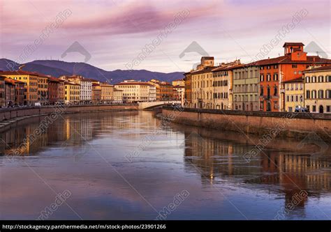 Townhouses by Arno river at sunset - Stock Photo - #23901266 ...