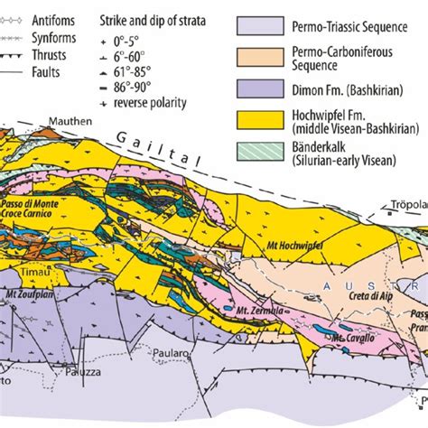 -Sketch of the geology of the Carnic Alps (after Brime et al., 2008 ...