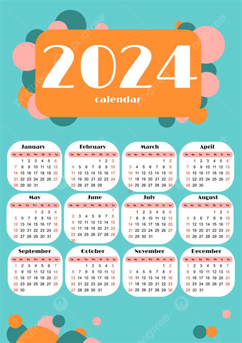 2024 Calendar Dot Template Vector Template Download on Pngtree