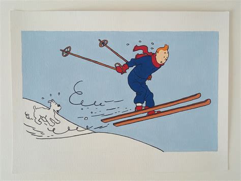 "Tintin and Snowy - Christmas - Acrylic Painting Acrylic on 21x28,3 cm ...