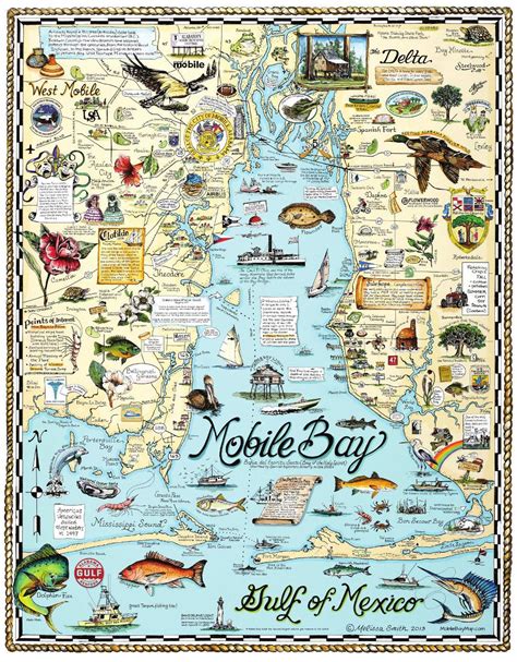 Explore Mobile Bay! - Custom Map Art by Melissa Smith - Fairhope ...