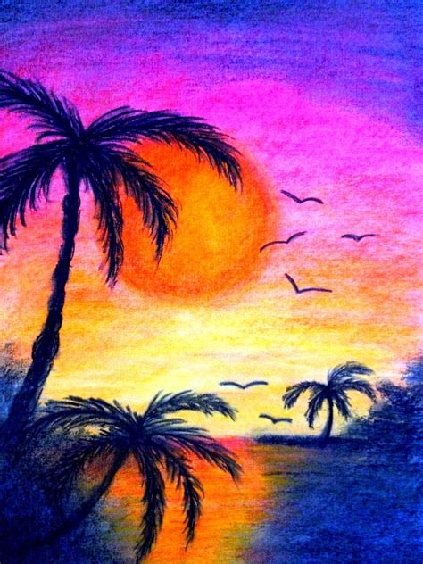 Sunset Colored Pencil Drawing