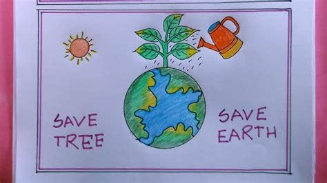 How To Draw Save Tree Save Earth/Environment Day Scenery Drawing ...