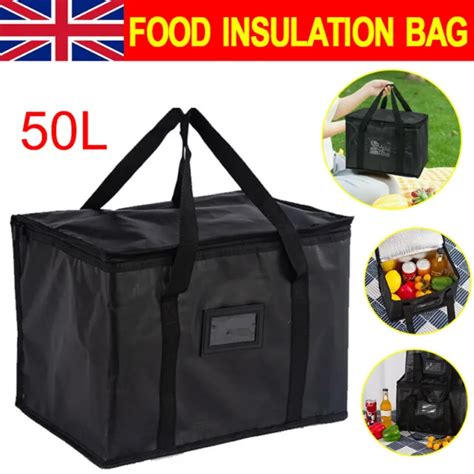 50L LARGE FOOD Delivery Insulated Bag Pizza Takeaway Thermal Warm Cold ...