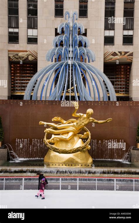 Ice skating in front of Prometheus and the Electric Fountain at the ...