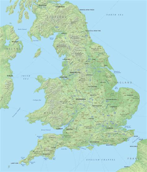 England physical map - royalty free editable vector map - Maproom