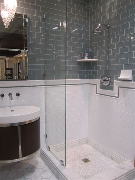 Gray Subway Tile Bathroom - Contemporary - bathroom