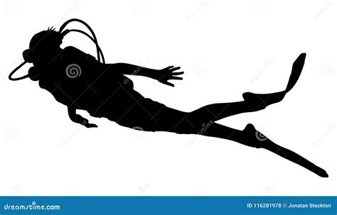 Scuba Diving Silhouette Vector. Stock Illustration | CartoonDealer.com ...