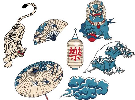 Japanese national symbols set | Free download