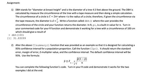 Solved Assignment: = 1) DBH stands for "diameter at breast | Chegg.com