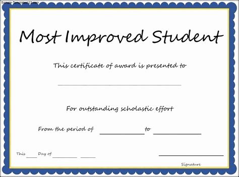 Most Improved Student Certificate Awesome Most Improved Certificate ...