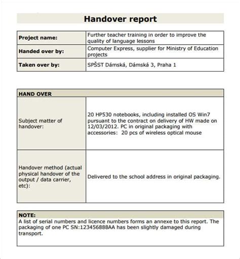 Handover Report Template - 20+ Free Word, PDF Documents Download | Free ...