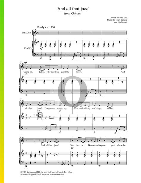 And All That Jazz (John Kander) Piano Sheet Music - OKTAV