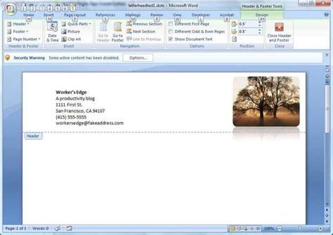 Create A Letterhead Template In Microsoft Word – Cnet In Header ...