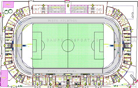 Stadium Architecture Layout and Structure Details dwg file - Cadbull